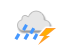 Nublado, probable tormenta eléctrica y probable tormenta eléctrica con viento entre 40 y 60 km/h variando a cubierto y precipitaciones Nublado, probable tormenta eléctrica y probable tormenta eléctrica con viento entre 40 y 60 km/h variando a cubierto y precipitaciones