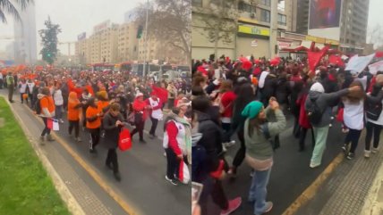  Multitudinaria marcha de manipuladoras de alimentos por el centro de Santiago  