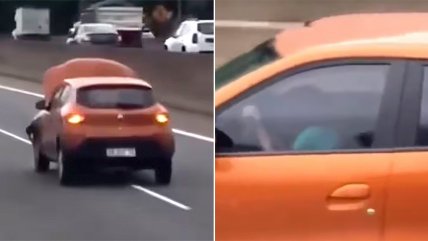   Conductora manejó varios kilómetros con el capot levantado 