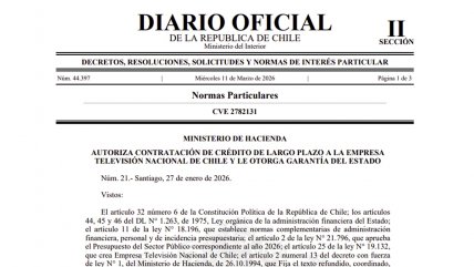   Gobierno saliente autorizó a TVN a endeudarse en 7 mil millones de pesos 